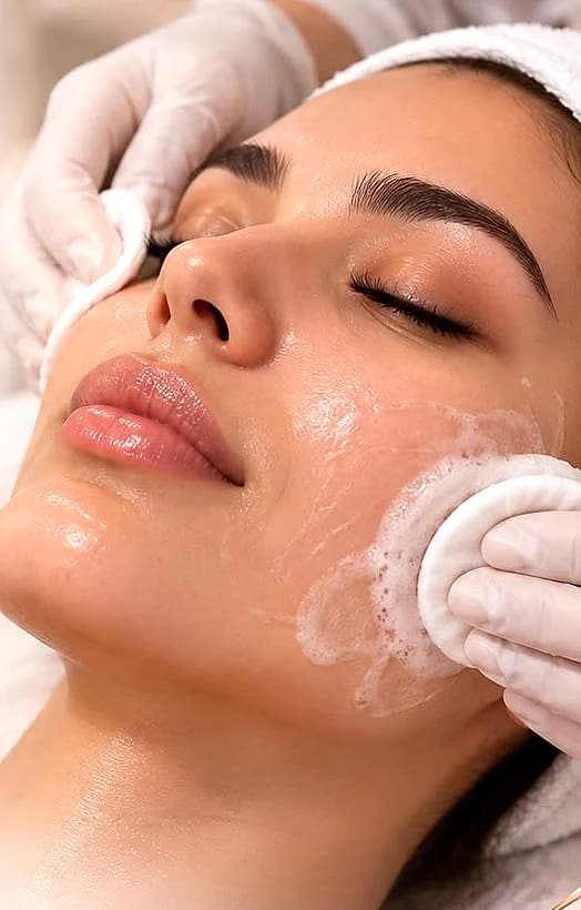 Paciente recibiendo un tratamiento facial